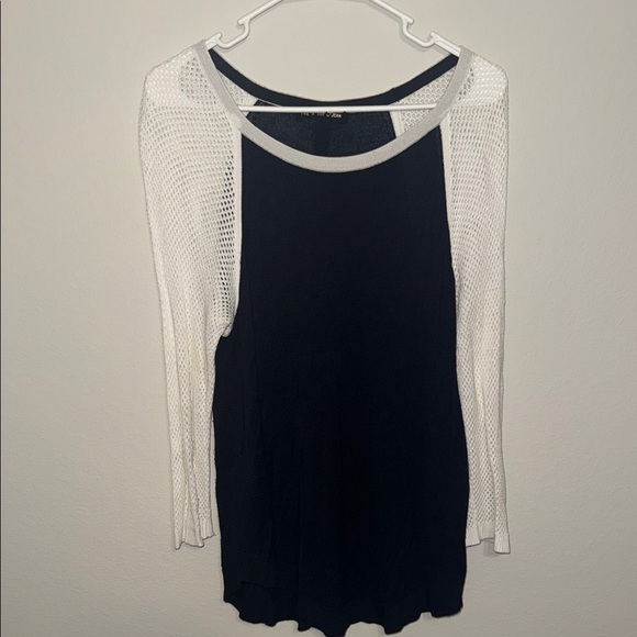 Rag & Bone Blue White Long Sleeve Mesh Ringer Sweater - Small. BB - Picture 1 of 5